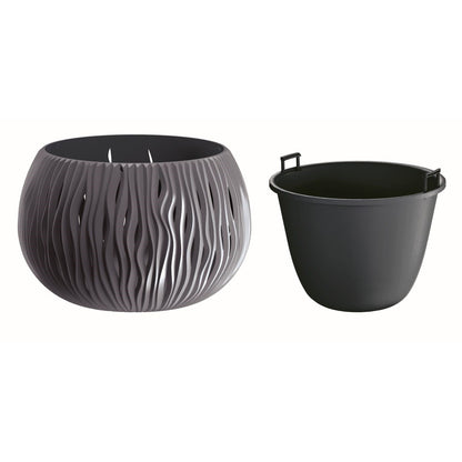 Prosperplast Bowl Sandy De Plástico Con Depósito En Color Antracita, 21,8 (alto) X 37 (ancho) X 37 (profundo) Cms