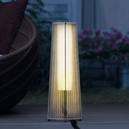 Outsunny Lámpara De Pie Ratán Energía Solar Con Control Luz Automático Negro_4