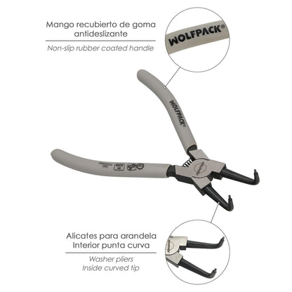 Alicates Arandelas Interiores Curvo 175 Mm. Acero Din 5256. Anillos De Presion, Anillos De Retención, Arandelas Circlips