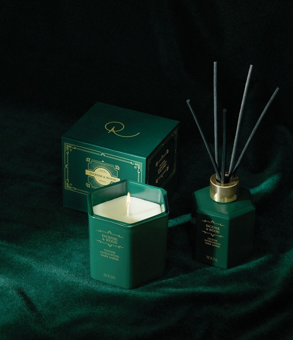 Pacote de vela e purificador de ar Incenso &amp; Madeira, Roura