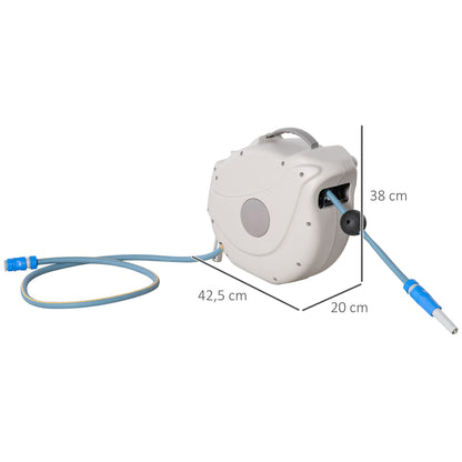 Outsunny Carrete De Manguera De Pared 15,1m+1,5m Enrollador Automático Giratorio_2