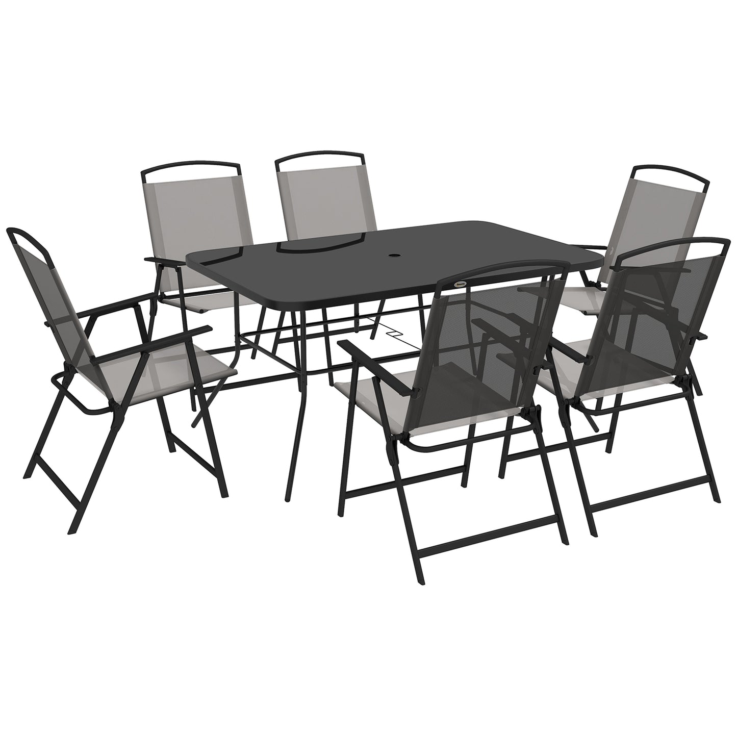 Outsunny Conjunto De Comedor De Exterior Con 1 Mesa Y 6 Sillas Plegables Gris_0