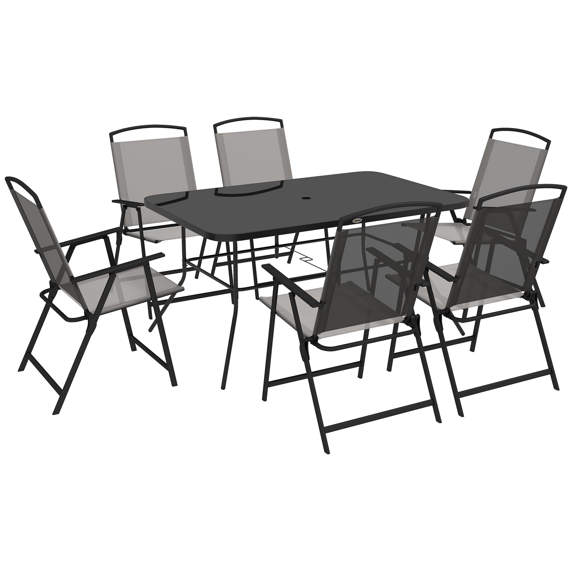 Outsunny Conjunto De Comedor De Exterior Con 1 Mesa Y 6 Sillas Plegables Gris_0