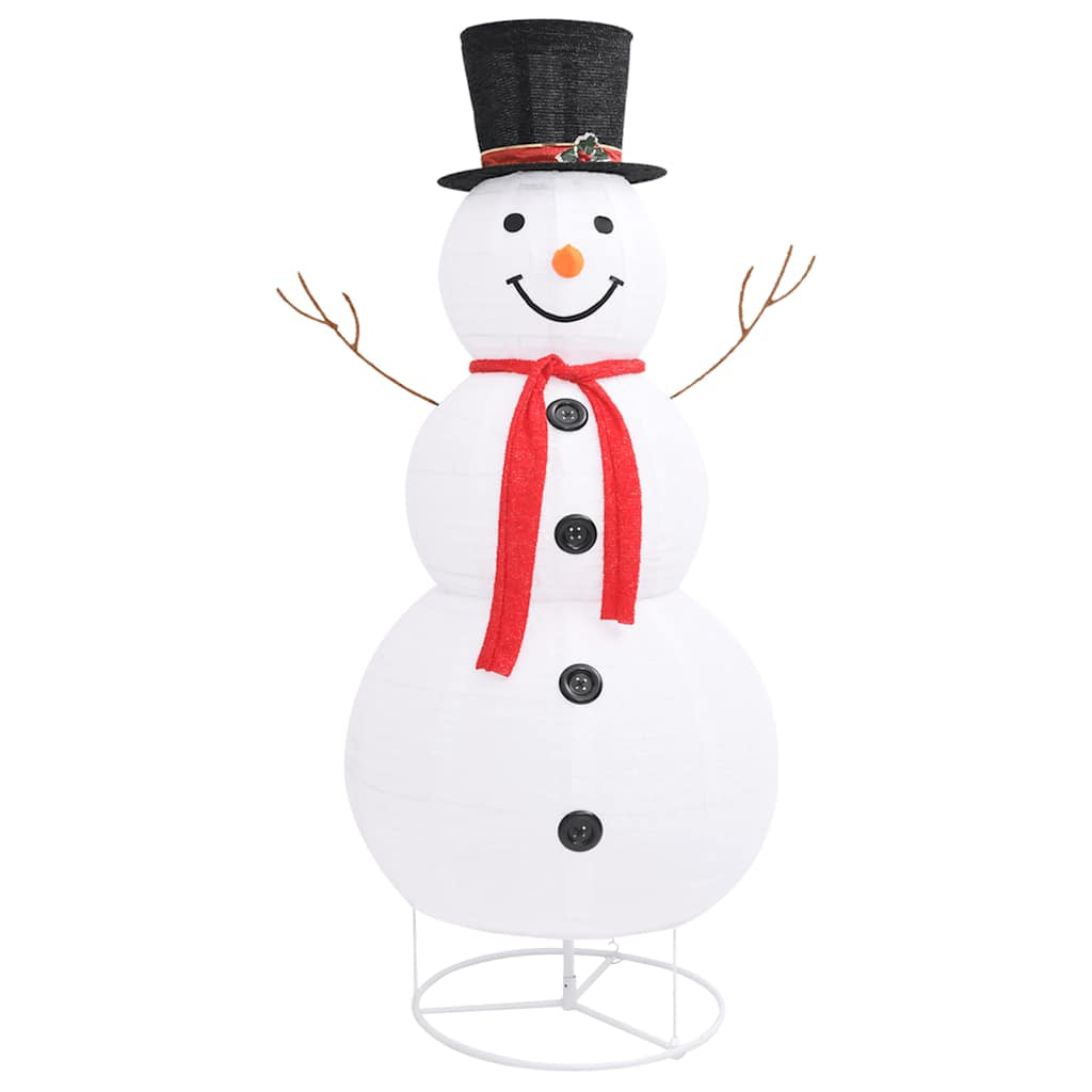 Vidaxl Muñeco De Nieve De Navidad Con Luces Led Tela Lujosa 180 Cm_4