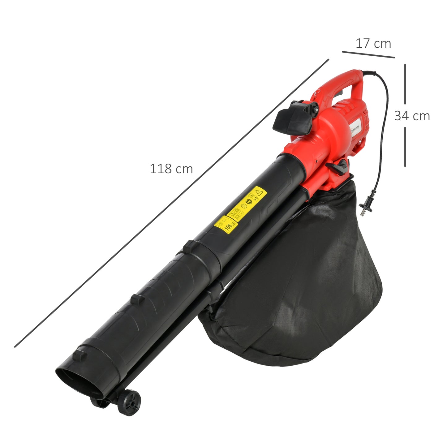 Outsunny Aspirador Soplador Y Triturador De Hojas Eléctrico 3000w Con Bolsa 45l_2