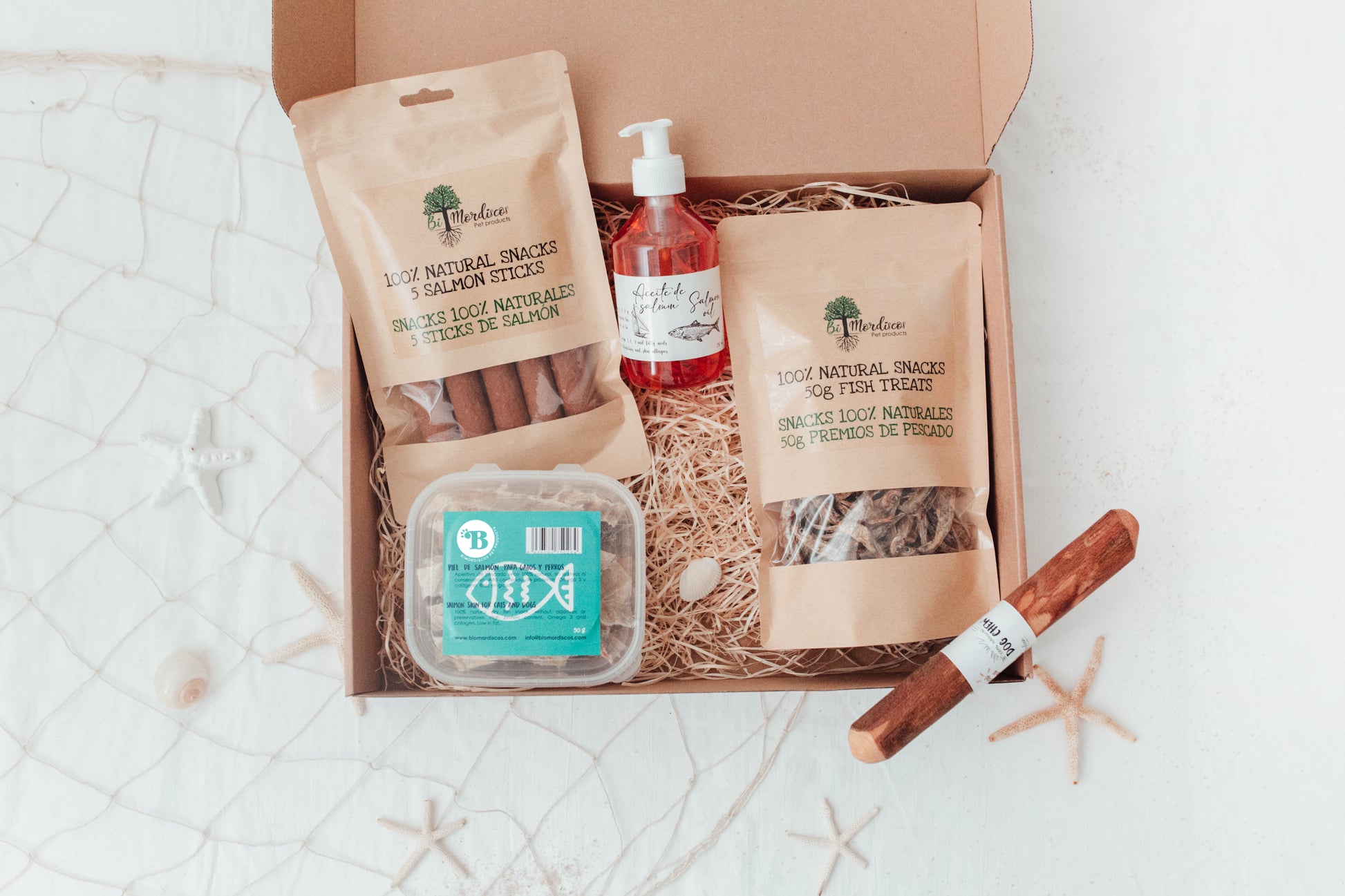 Bimorbox Gold Ocean · Pack Snacks Y Productos Marítimos Para Perros.