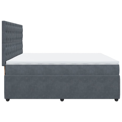 Cama Box Spring Con Colchón Terciopelo Gris Oscuro 200x200 Cm / Vetonek_1