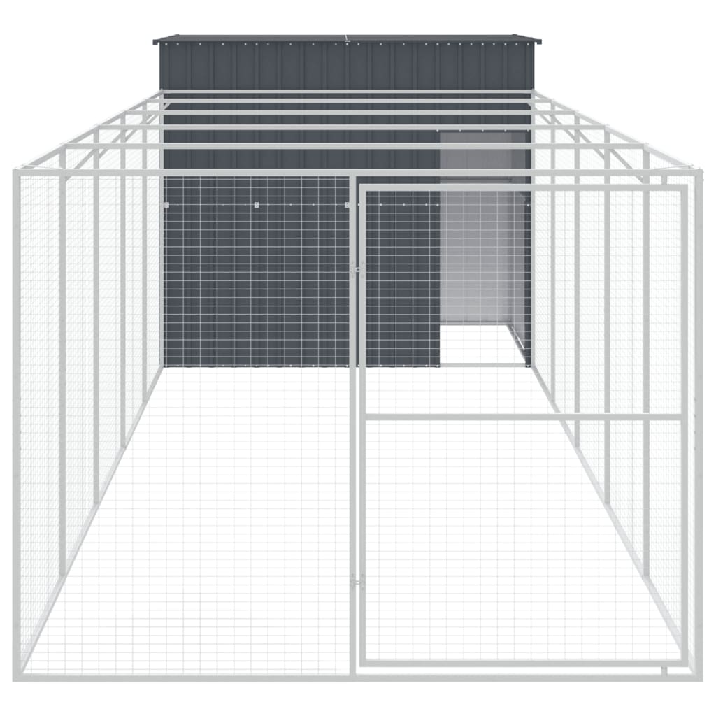 Caseta Perros Con Corral Acero Galvanizado Gris 214x661x181 Cm_2