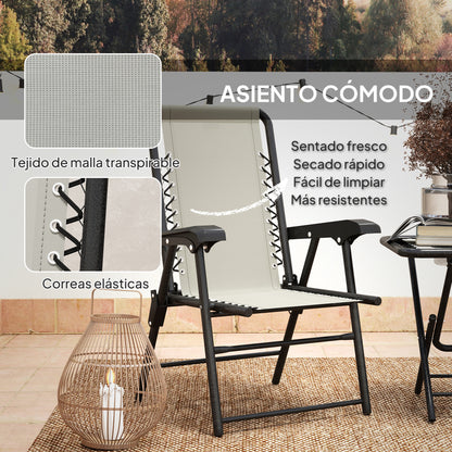 Outsunny Conjunto De Mesa Y Sillas De Terraza Exterior De 3 Piezas Crema_5