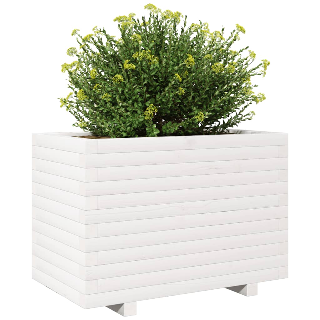 Jardinera Madera Maciza De Pino Blanco 70x40x49,5 Cm_3