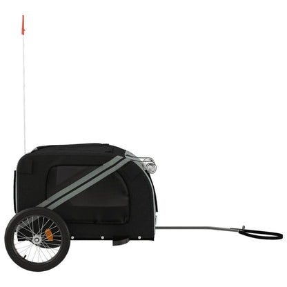 Vidaxl Remolque Bicicleta Para Mascotas Hierro Tela Oxford Negro Gris_5
