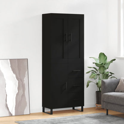 Aparador Alto Madera Contrachapada Negro 69,5x34x180 Cm_0