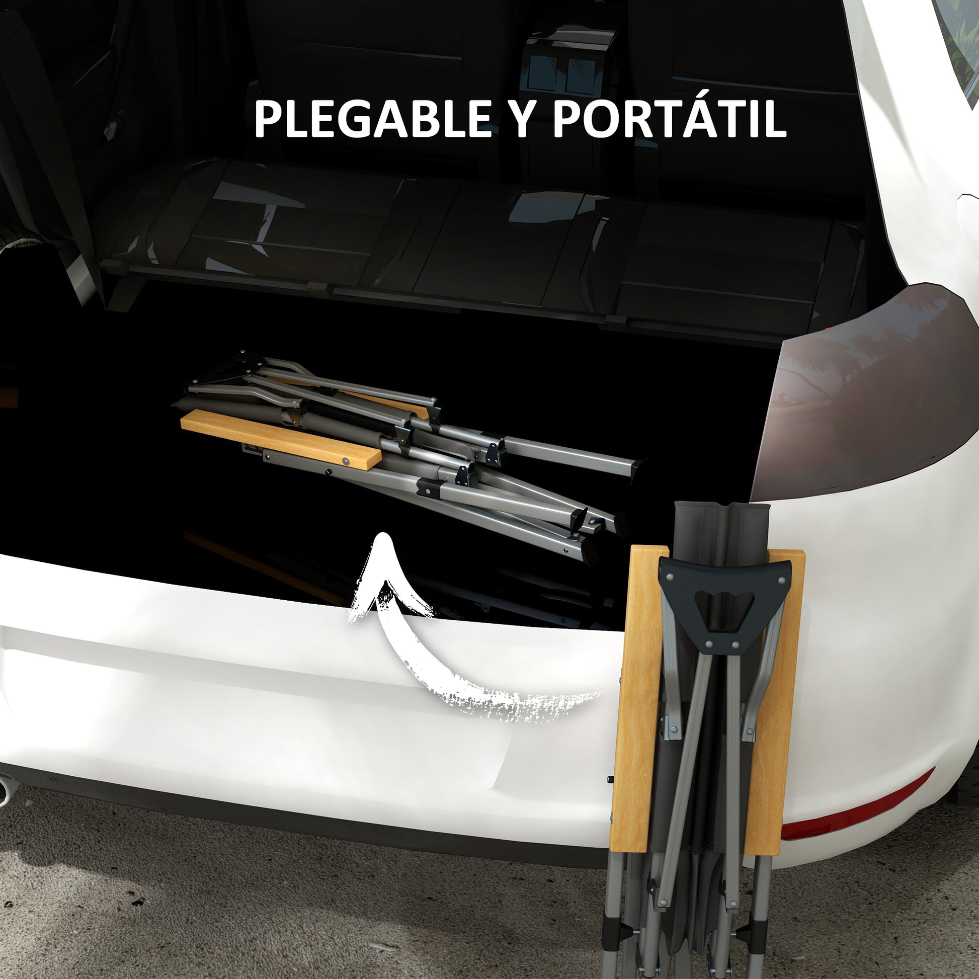 Outsunny Silla De Camping Plegable De Aluminio Respaldo Ajustable 74x59,5x98 Cm_5