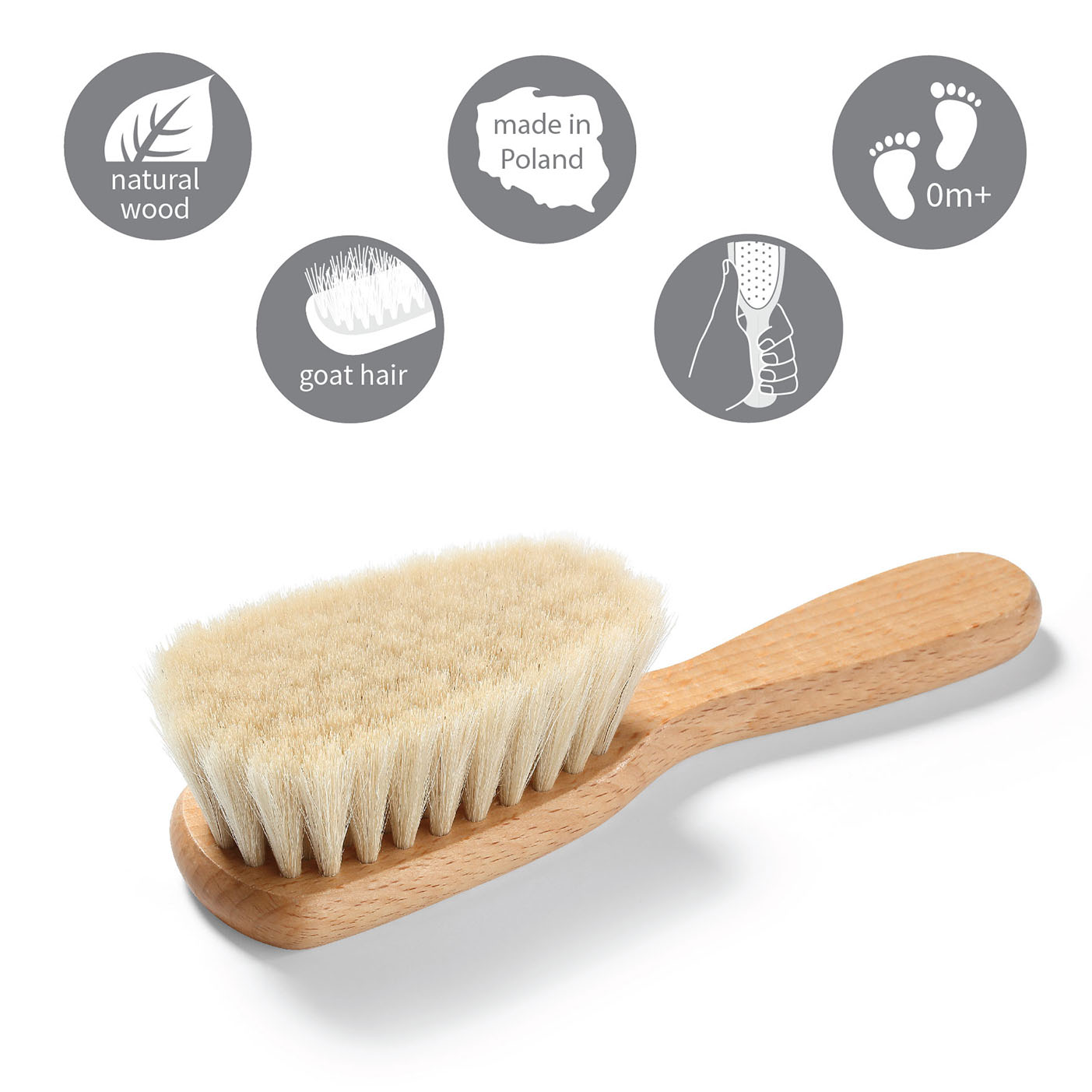 Babyono Peine Para Bebé Wood Con Cerdas Natuales Extra Suaves_4