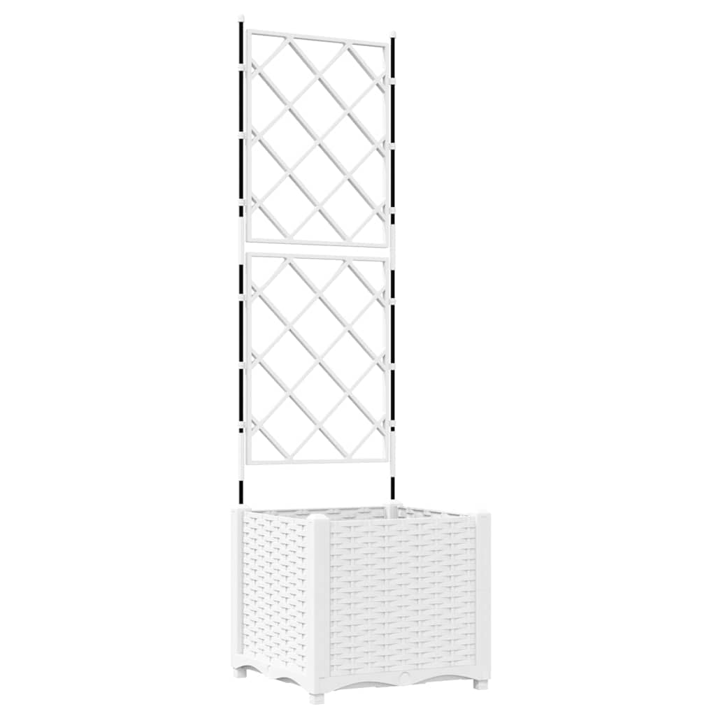Vidaxl Maceta De Jardín Con Enrejado Blanco 40 X 40 X 143 Cm Pp_0