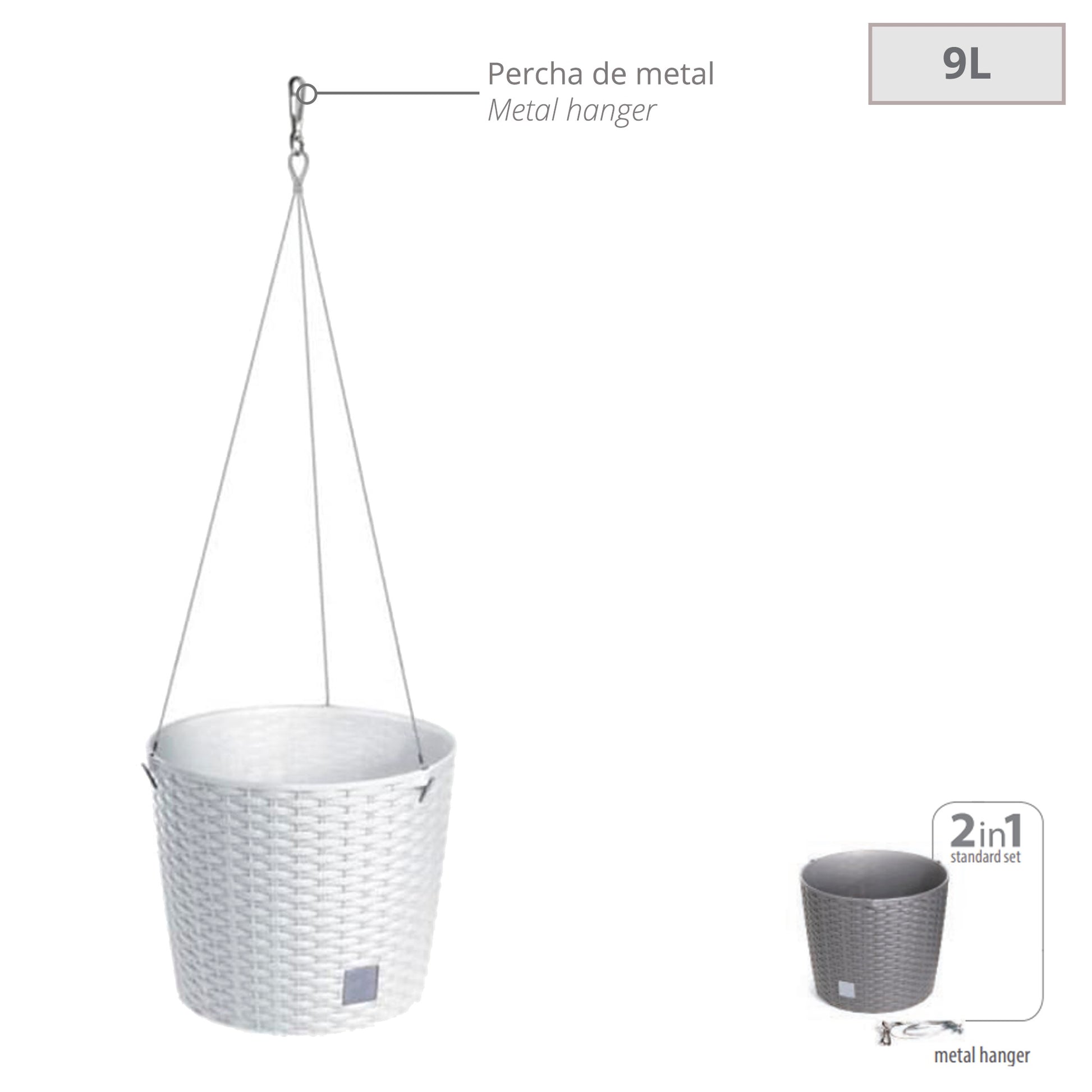 Maceta Redonda Con Gancho 8,9 Litros Rato Ws En Color Blanco 25,6 X 25,6 X 21,9 Cm_1