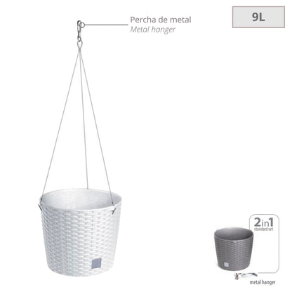 Maceta Redonda Con Gancho 8,9 Litros Rato Ws En Color Blanco 25,6 X 25,6 X 21,9 Cm_1