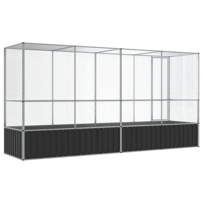 Vidaxl Pajarera Con Extensión De Acero Color Plateado 418,5x107x212 Cm_4