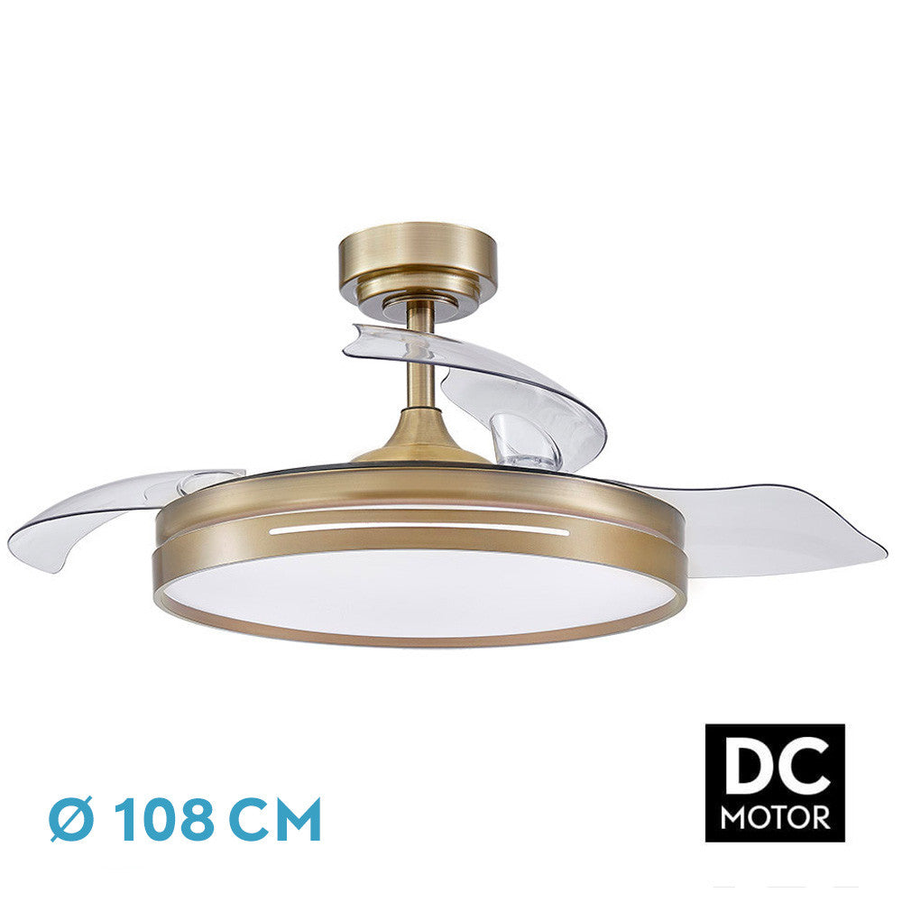 Ventilador Dc 72w Micenas Cuero 3asp.transp.108d 6vel 7200lm 3colores Remoto,memoria Y Temporizador 24_0