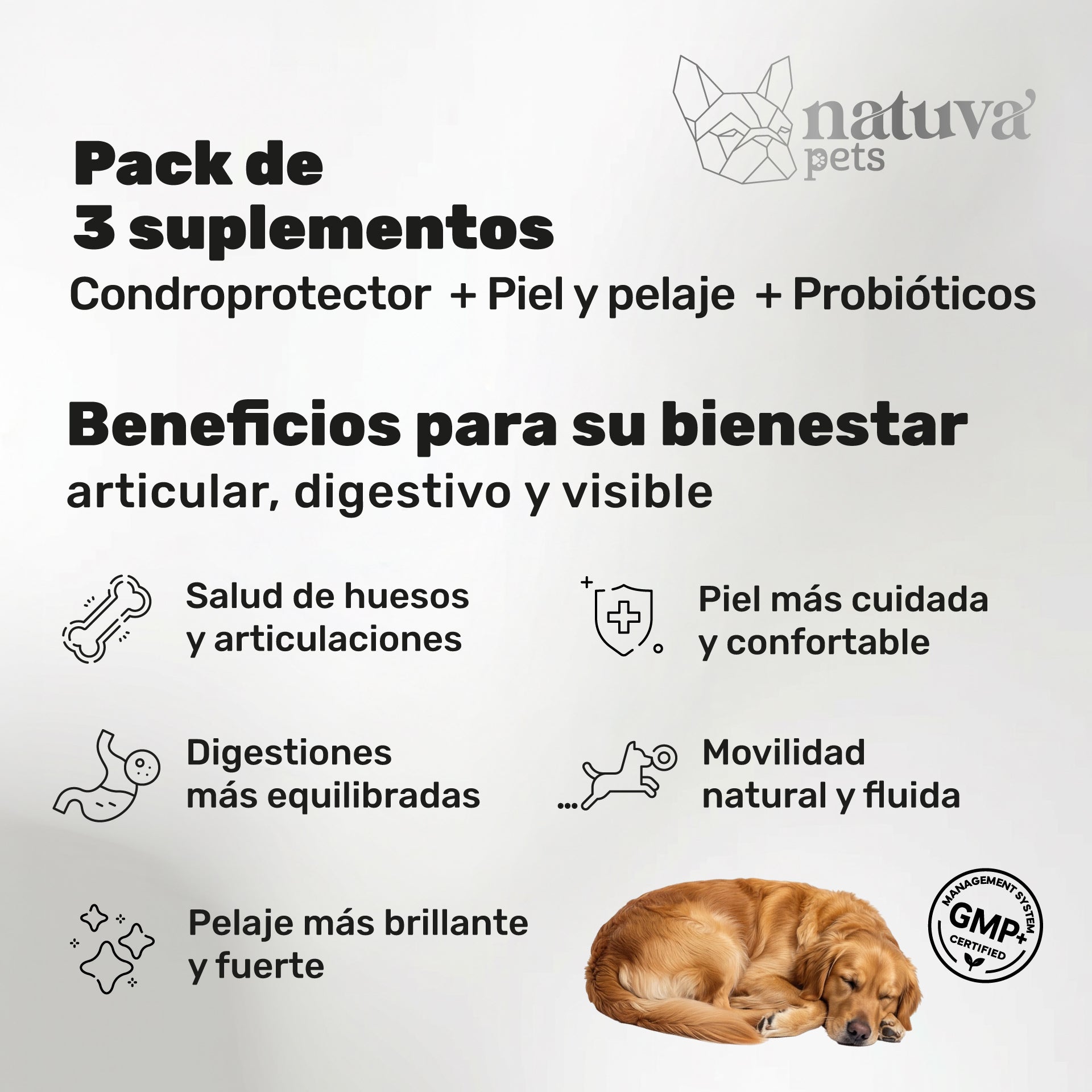 Pack Condroprotector + Probiótico + Aceite De Salmón Para Perros. Suplementos Mascotas. 360 Masticables. Natuva Pets_1