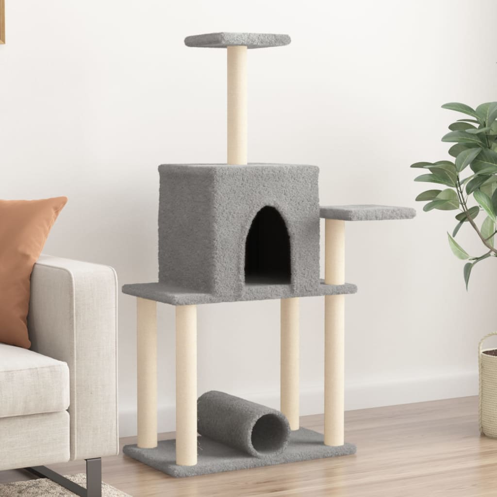 Rascador Para Gatos Con Postes De Sisal Gris Claro 122 Cm_1