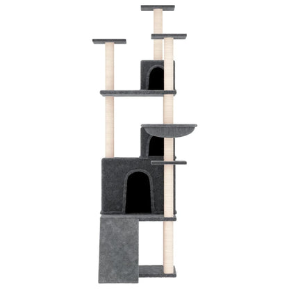 Rascador Para Gatos Con Postes De Sisal Gris Oscuro 175 Cm_2