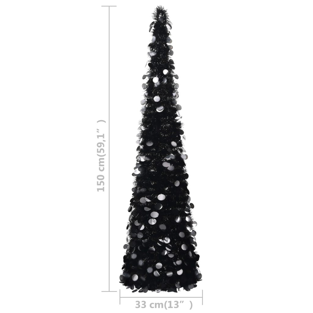 Vidaxl Árbol De Navidad Artificial Emergente Pet Negro 150 Cm_2