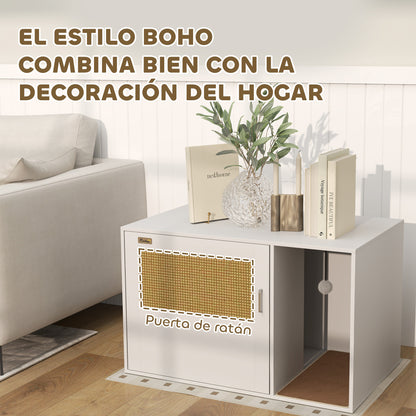 Pawhut Mueble Arenero Para Gatos Con Almohadilla Para Rascar 80x50x50 Cm Blanco_5