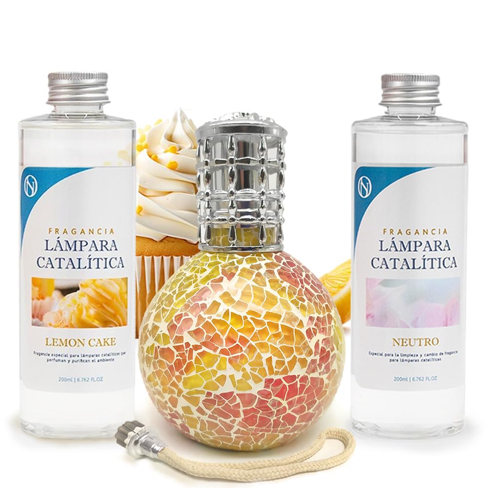 Pack Lámpara Catalítica Mosaico Bicolor + Fragancia Lemon Cake 200ml + Limpiador Neutro 200ml + Mecha Repuesto_0
