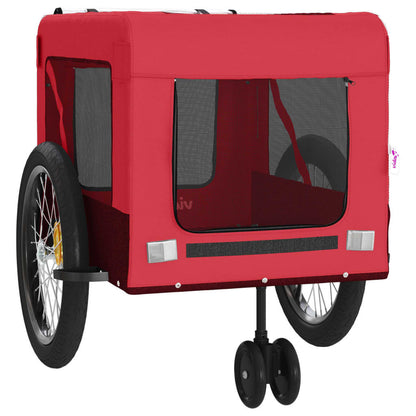 Remolque De Bicicleta Mascotas Hierro Tela Oxford Rojo Negro_5