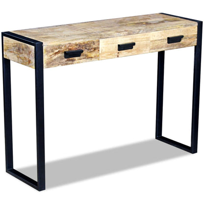 Mesa Consola Con 3 Cajones Madera Maciza De Mango 110x35x78 Cm_3