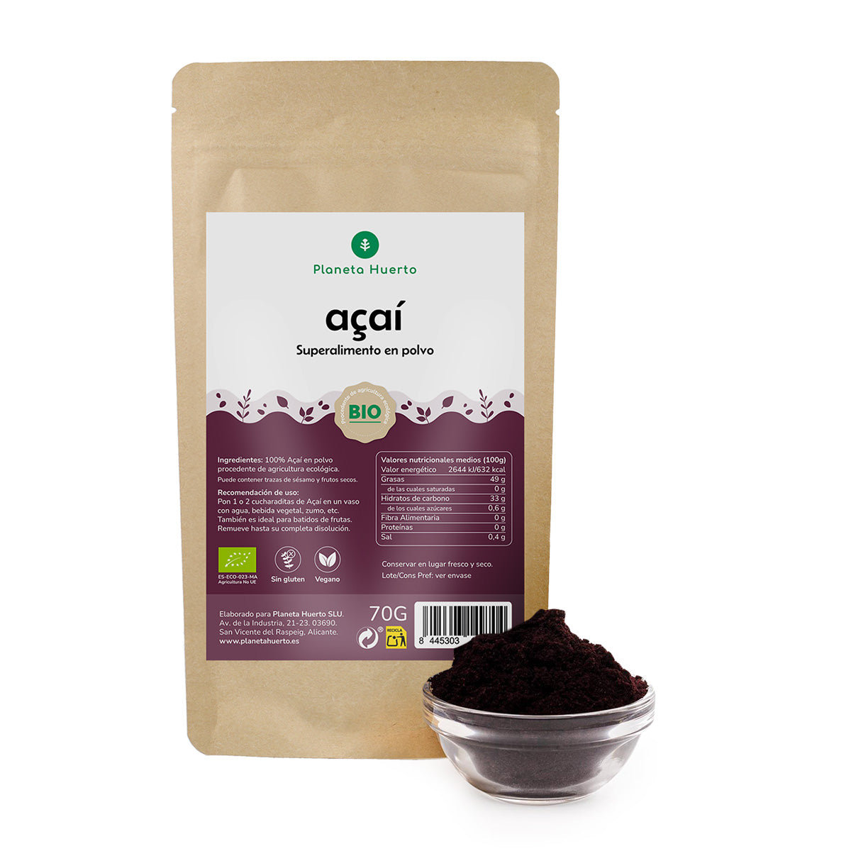 Açaí em pó ECO Planeta Huerto 70 gr