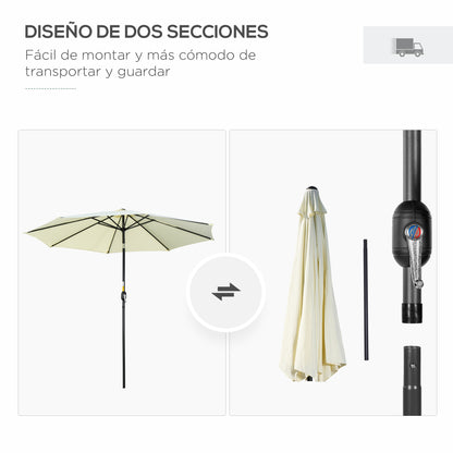 Outsunny Sombrilla De Jardín Ø295x250 Cm Con Manivela E Inclinación Beige_5