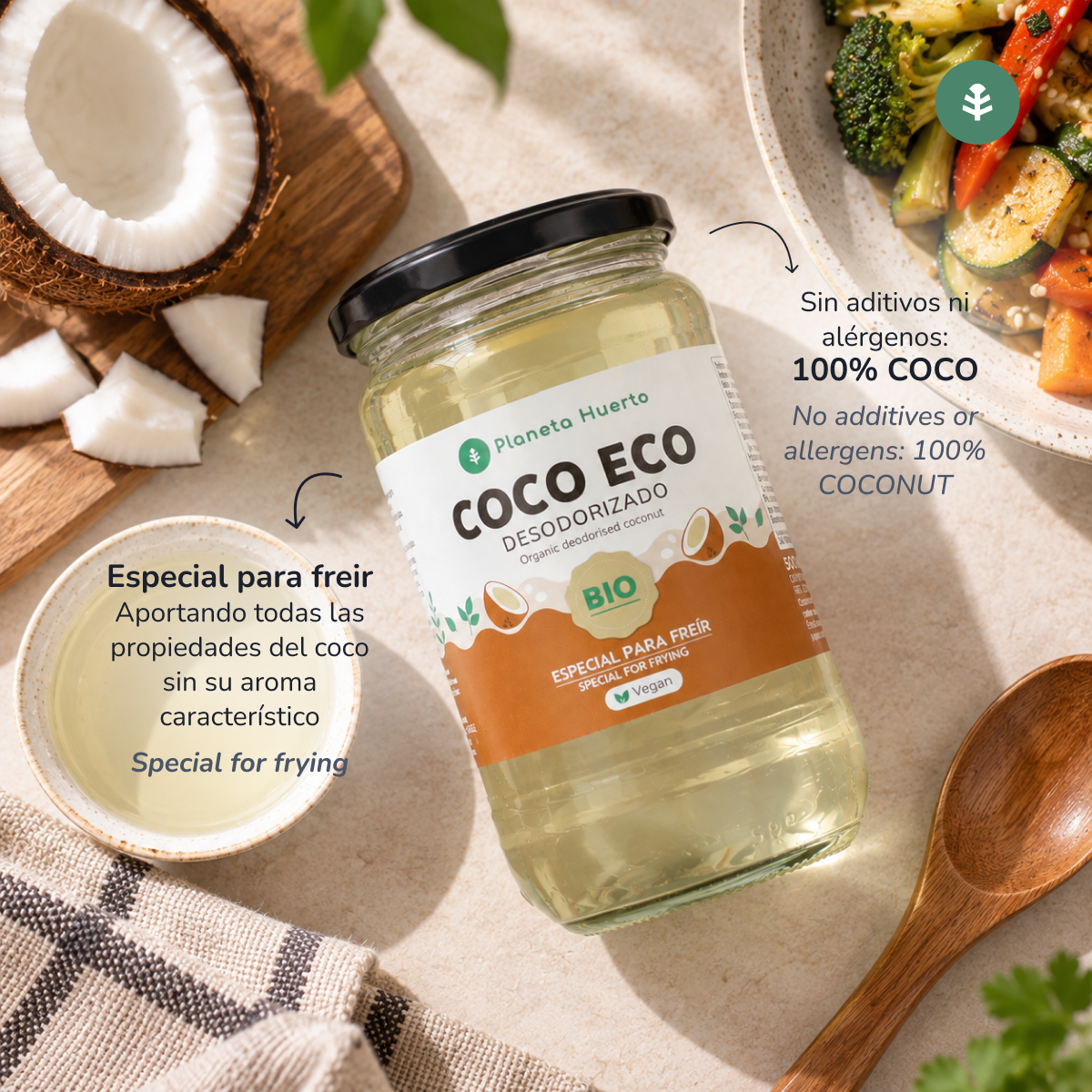 Pack de 2 Óleos de Coco Desodorizados Planeta Huerto ECO 500 ml