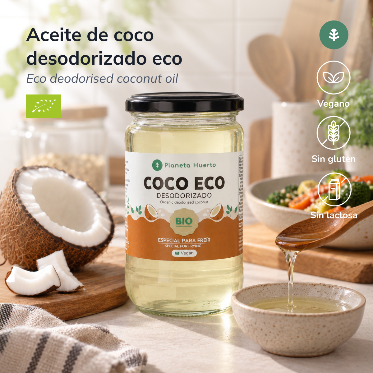 Pack de 2 Óleos de Coco Desodorizados Planeta Huerto ECO 500 ml