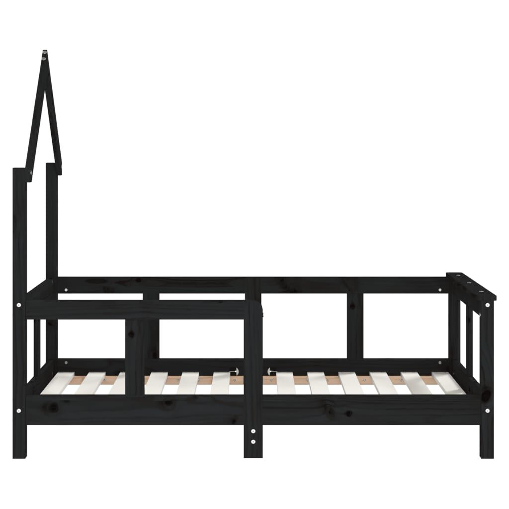 Vidaxl Estructura De Cama Para Niños Madera De Pino Negro 70x140 Cm_4