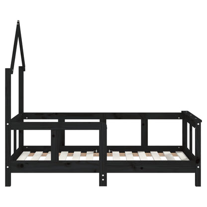 Vidaxl Estructura De Cama Para Niños Madera De Pino Negro 70x140 Cm_4