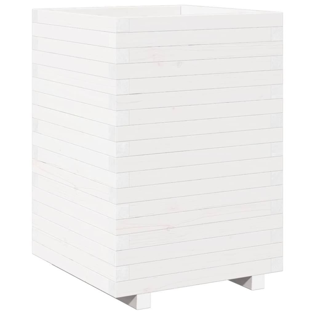 Jardinera Madera Maciza De Pino Blanco 50x50x72,5 Cm_0