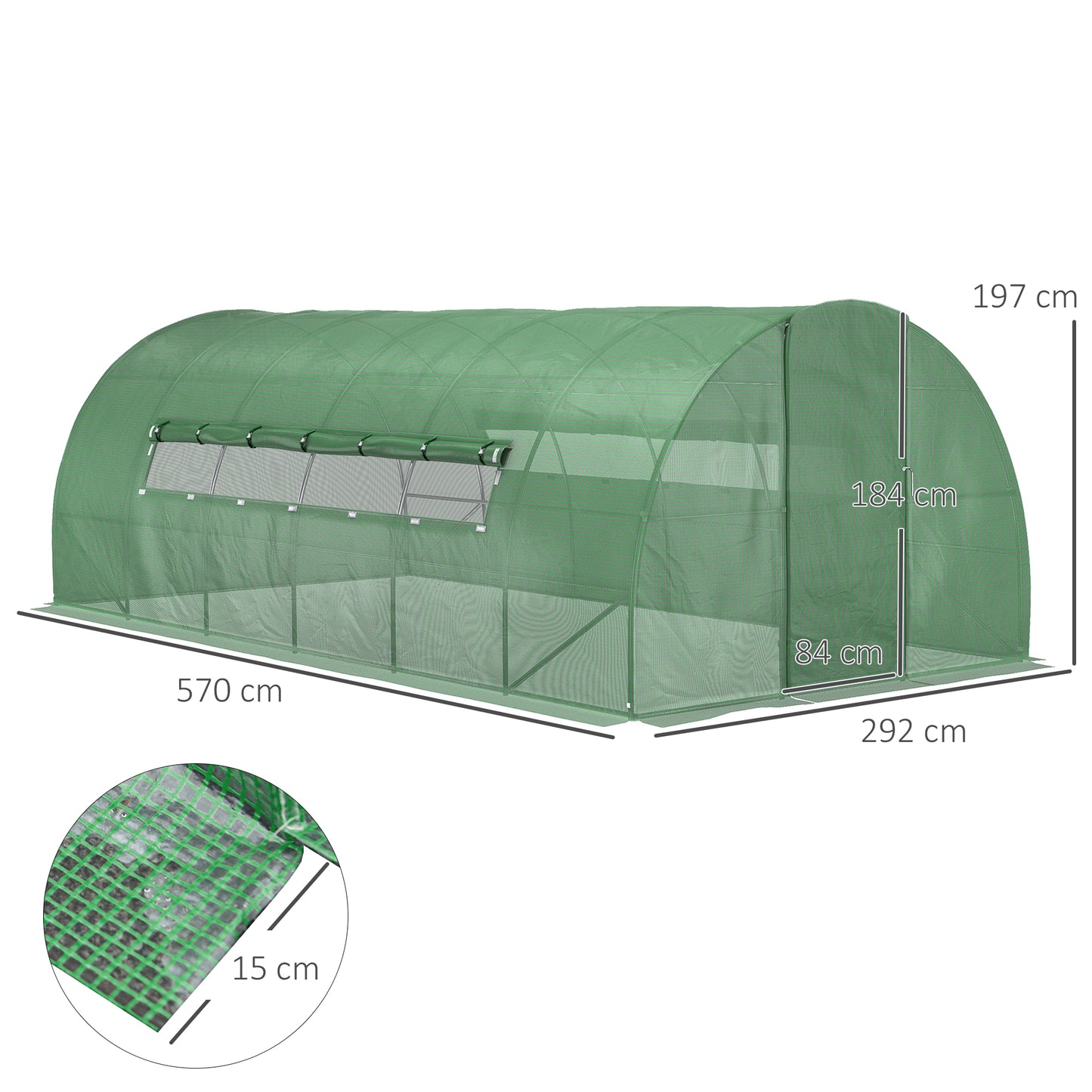 Outsunny Invernadero De Túnel 6x3x2m Con Puerta Y Ventanas Para Cultivos Plantas_2