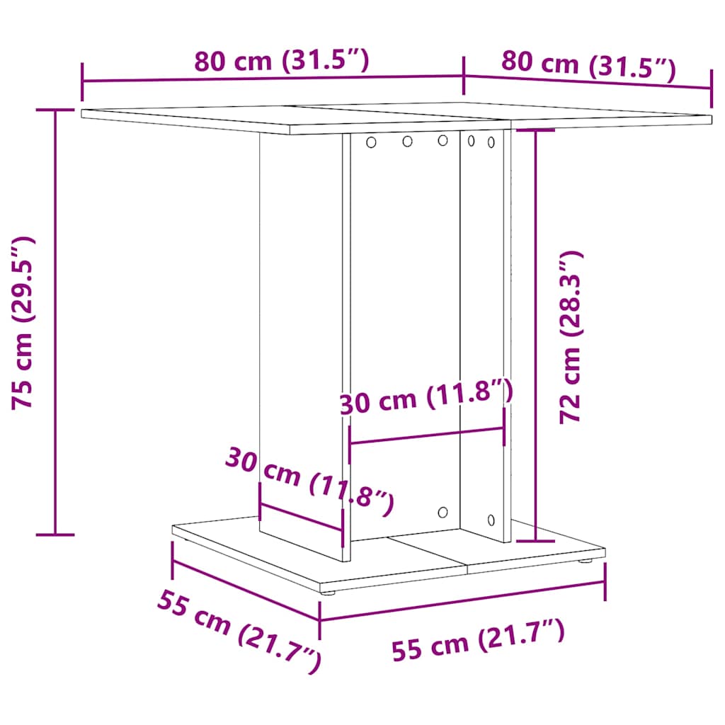 Mesa De Comedor Madera Contrachapada Blanco Brillo 80x80x75 Cm_4