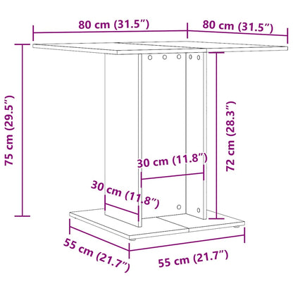 Mesa De Comedor Madera Contrachapada Blanco Brillo 80x80x75 Cm_4