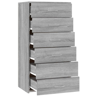 Aparador Con 6 Cajones Contrachapado Gris Sonoma 50x34x96 Cm / Vetonek_5