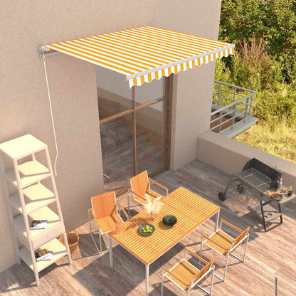 Vidaxl Toldo Manual Retráctil Amarillo Y Blanco 300x250 Cm_1