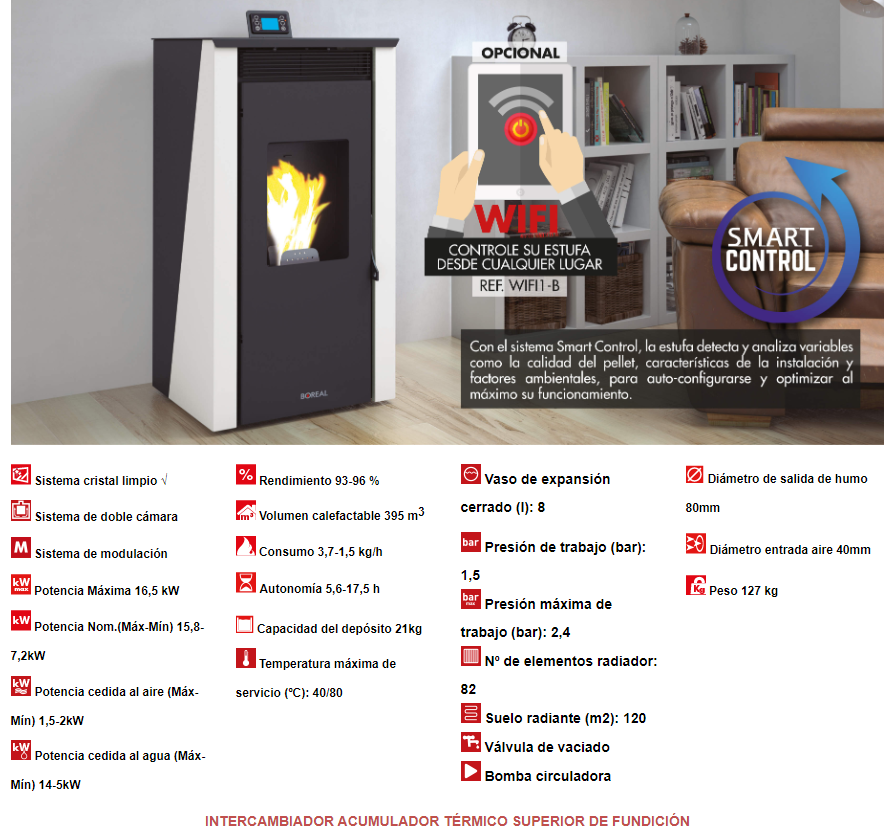 Bricosol Termoestufa De Pellet Boreal 16 Kw Gris_1