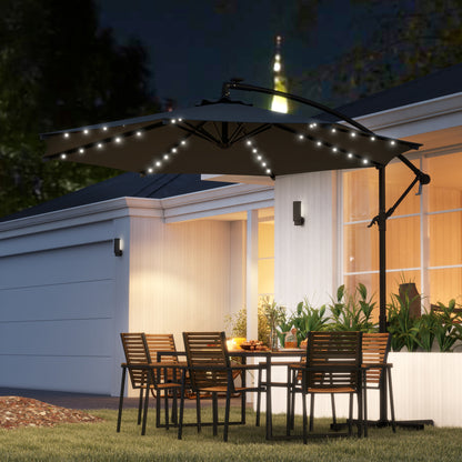 Outsunny Parasol Excéntrico Ø 294 Cm Con Base Cruzada Manivela Anti-uv 30+ Gris_1