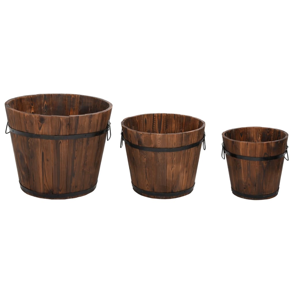 Juego De Maceteros Cubo De Madera 3 Piezas Madera Maciza Abeto_0