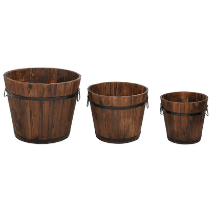 Juego De Maceteros Cubo De Madera 3 Piezas Madera Maciza Abeto_0