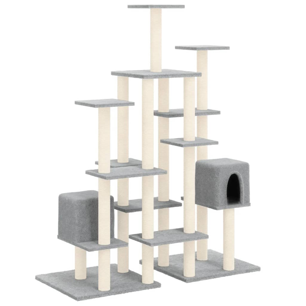 Vidaxl Rascador Para Gatos Con Postes De Sisal Gris Claro 145 Cm_0