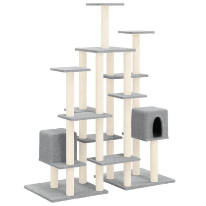 Vidaxl Rascador Para Gatos Con Postes De Sisal Gris Claro 145 Cm_0
