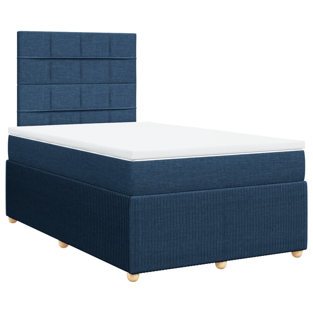 Cama Box Spring Con Colchón Tela Azul 120x190 Cm / Vetonek_1